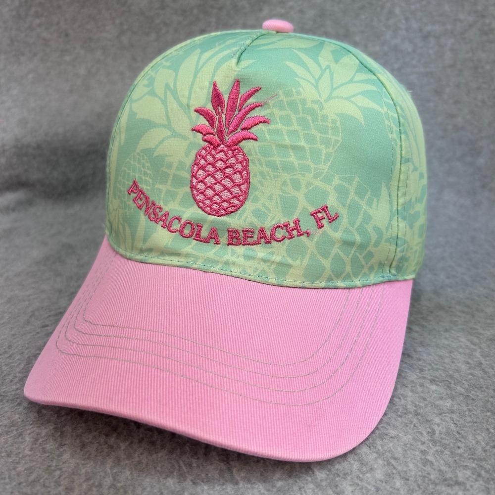 Pineapple Pensacola Beach FL Womens Green Pink Alvin's Island Hat OSFM